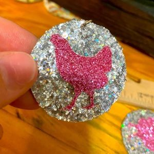 Handmade glitter chick earrings
